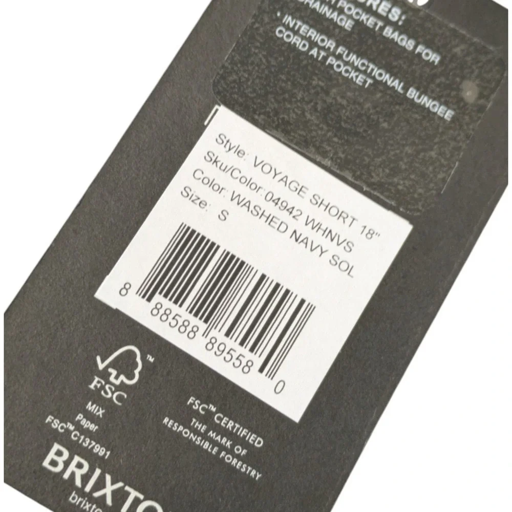 Brixton Voyage 18″ Washed Navy Blue Swim Trunks New Size Small Relaxed Fit